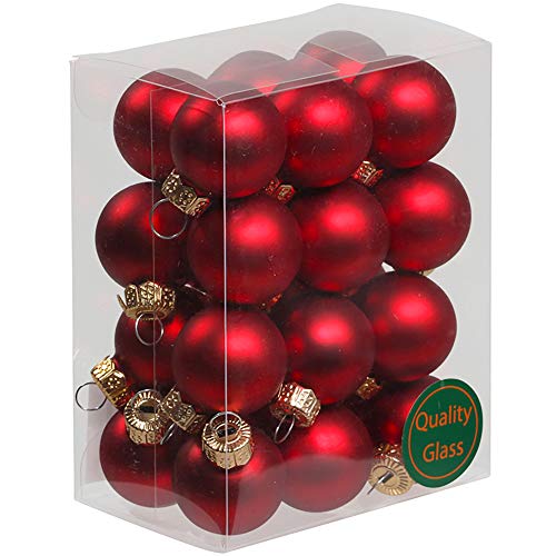 Kleine Baumkugeln aus Glas Ø 2 cm/2,5 cm/3 cm - Christbaumkugeln Baumschmuck Christbaumschmuck Weihnachtsbaumschmuck Weihnachtsbaumkugeln (2,5 cm, 24 Stück Rot (Matt)) von Annastore