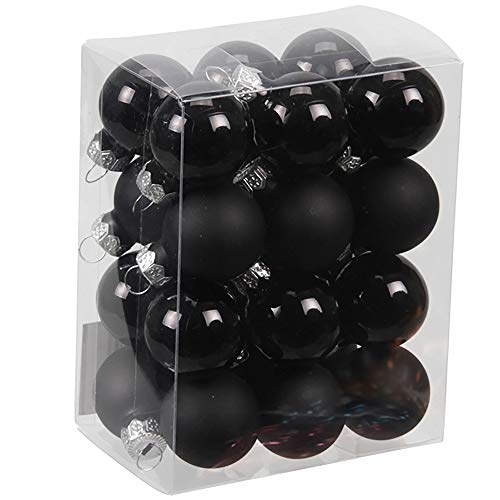 Kleine Baumkugeln aus Glas Ø 2 cm/2,5 cm/3 cm - Christbaumkugeln Baumschmuck Christbaumschmuck Weihnachtsbaumschmuck Weihnachtsbaumkugeln (24 Stück Schwarz (Matt,Glänzend), 2,5 cm) von Annastore
