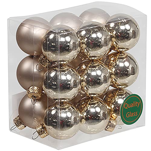 Kleine Baumkugeln aus Glas Ø 2 cm/2,5 cm/3 cm - Christbaumkugeln Baumschmuck Christbaumschmuck Weihnachtsbaumschmuck Weihnachtsbaumkugeln (16 Stück Herbstblond, 3 cm) von Annastore