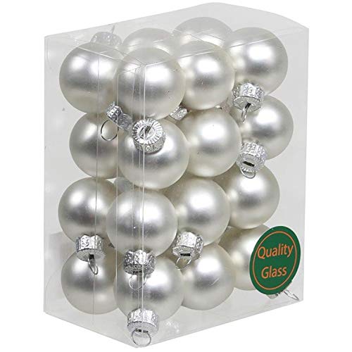 Kleine Baumkugeln aus Glas Ø 2 cm/2,5 cm/3 cm - Christbaumkugeln Baumschmuck Christbaumschmuck Weihnachtsbaumschmuck Weihnachtsbaumkugeln (2,5 cm, 24 Stück Silber (Matt)) von Annastore