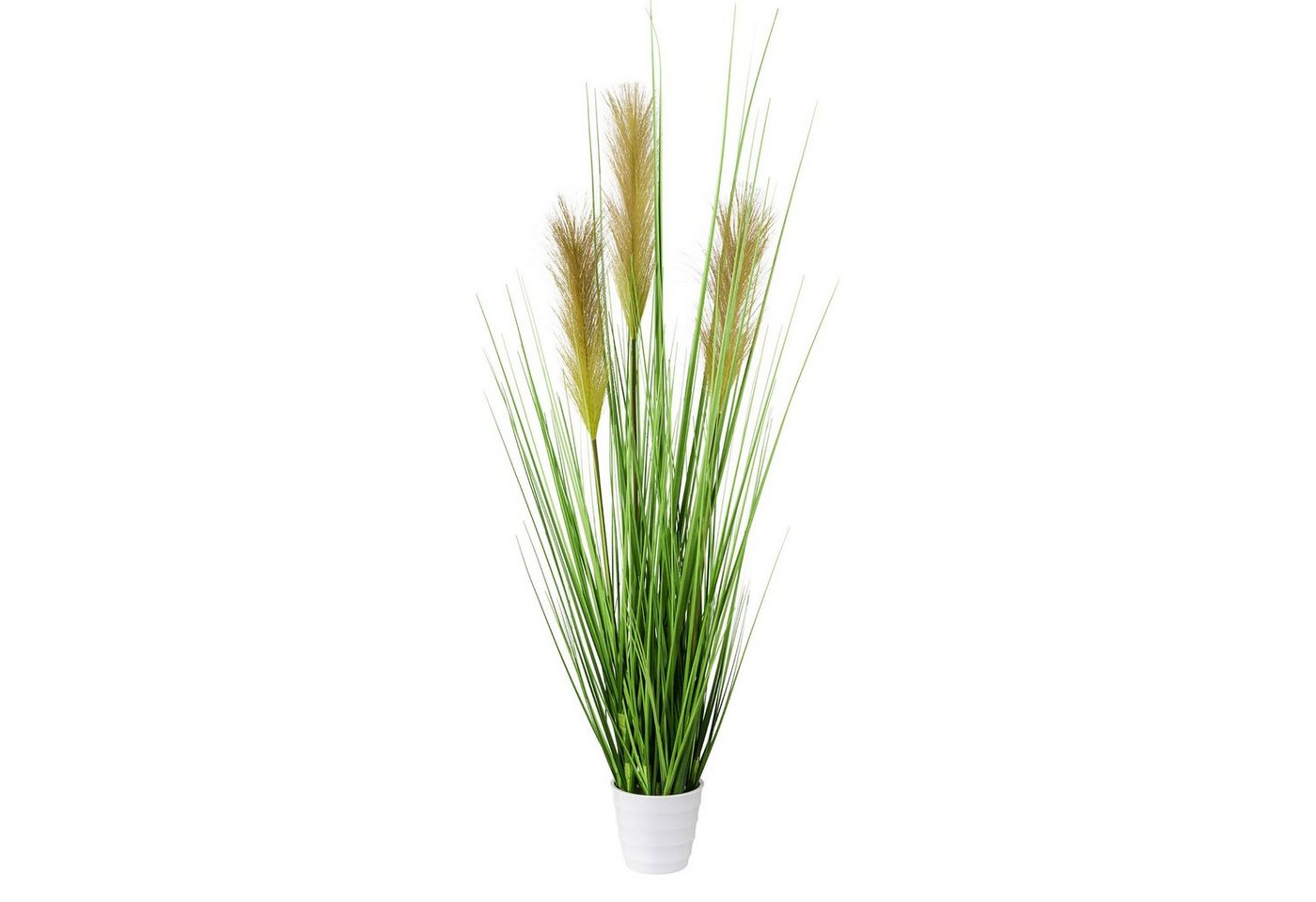 Kunstgras Großer Grasbusch künstlich in weißem Topf H 80 cm Palmengras, Annastore, Grasdeko, Kunstpflanzen Deko von Annastore