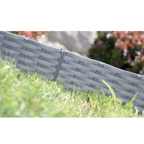 Palisade in Rattan-Optik L 3,9 Meter - H 18,5 cm - Beeteinfassung - Beetumrandung - Rasenkante - Gartenpalisade - Zierzaun von Annastore