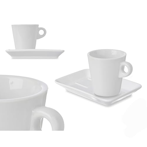 Stilvolles 12-teiliges Kaffeetassen-Set 180 ml Hochwertige Porzellan Tassen mit passenden Untertellern Kaffee Tassen Service (6 x Tassen inkl. Untertellern - 180 ml) von Annastore