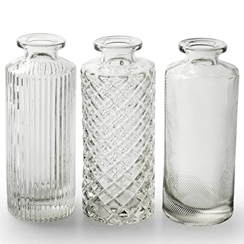 Vasen MIRA aus Glas - Glasflaschen - H 13,5 cm - Dekovasen - Glasvasen - Tischvase - Blumenvasen - Väschen Größe 6 x von Annastore