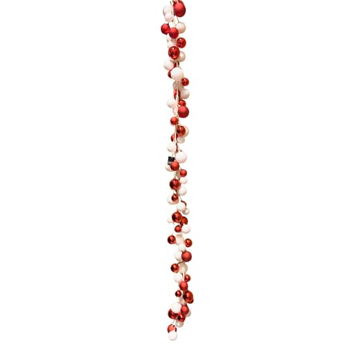 Weihnachtsgirlande 1180 cm – Mit Glänzenden und Glitzernden Kugeln – Für Innen & Außen – Festliche Dekoration für Fenster, Treppen, Geländer und Garten - Girlande Weihnachten (Rot-Weiß) von Annastore