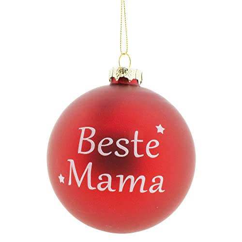 Weihnachtskugeln aus Glas für Mama-Papa-Oma-Opa Ø 10 cm - Christbaumkugel - Beste Mama - Bester Papa - Bester Opa - Beste Oma Farbe Beste Mama von Annastore