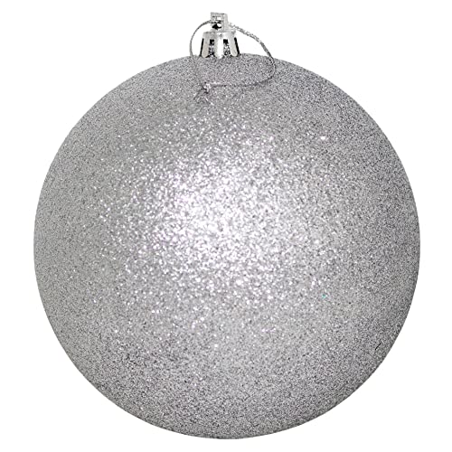 Weihnachtskugeln aus Kunststoff zum Hängen für den Außenbereich - Frost und Wetterfest - Outdoor Weihnachtkugeln - Christbaumkugeln für draußen (6 Stück Glitter-Silber Ø 12 cm) von Annastore