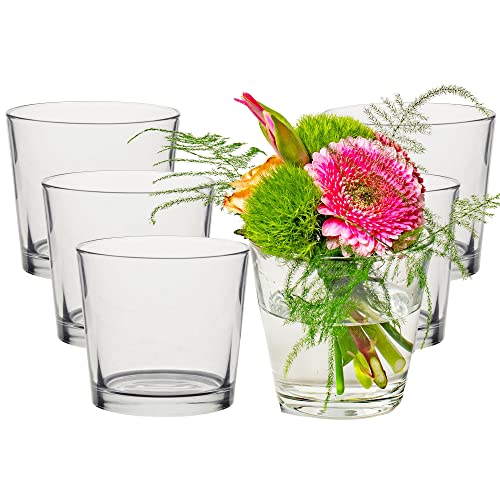Windlichter Lilly aus Glas, konisch Ø 10 cm H 9 cm - Teelichtgläser - Teelichthalter - Vorspeisengläser - Dessertgläser - Vasen (6 Stück) von Annastore