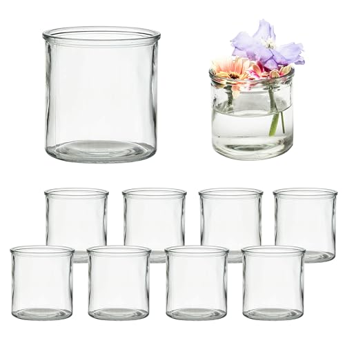 8er Set Teelichtgläser aus Glas in Zylinderform – Windlichter Ø 8 cm/H 10 cm – Teelichthalter & Teelichtglas für Tischdeko & Hochzeit von Annastore