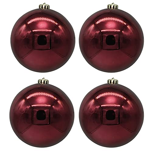XL Weihnachtskugeln aus Kunststoff frostsicher und wetterfest - Bordeau - Outdoor EXTRA ROBUST STABILE AUFHÄNGUNG Große Christbaumkugeln für Draußen (4 x Ø 15 cm) von Annastore