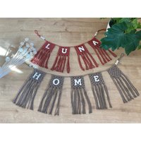Makramee Wimpelkette/Girlande Mit Holzbuchstaben - Personalisierbar Geschenkidee, Babygeschenk von AnnasundPaulas