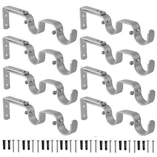 Anndason Robuste Gardinenstangenhalterungen – verstellbare Doppelstangenhalter, 2,5 cm (8 Stück, Silber) von Anndason