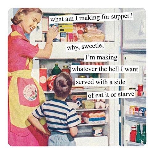 Anne Taintor Quadratischer Kühlschrankmagnet – What Am I Making for Supper von Anne Taintor