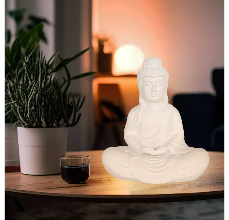 Steinhauer LIGHTING Dekolicht, Leuchtmittel nicht inklusive, Tischlampe Tischleuchte Nachttischlampe Buddha Keramik weiß von Steinhauer LIGHTING