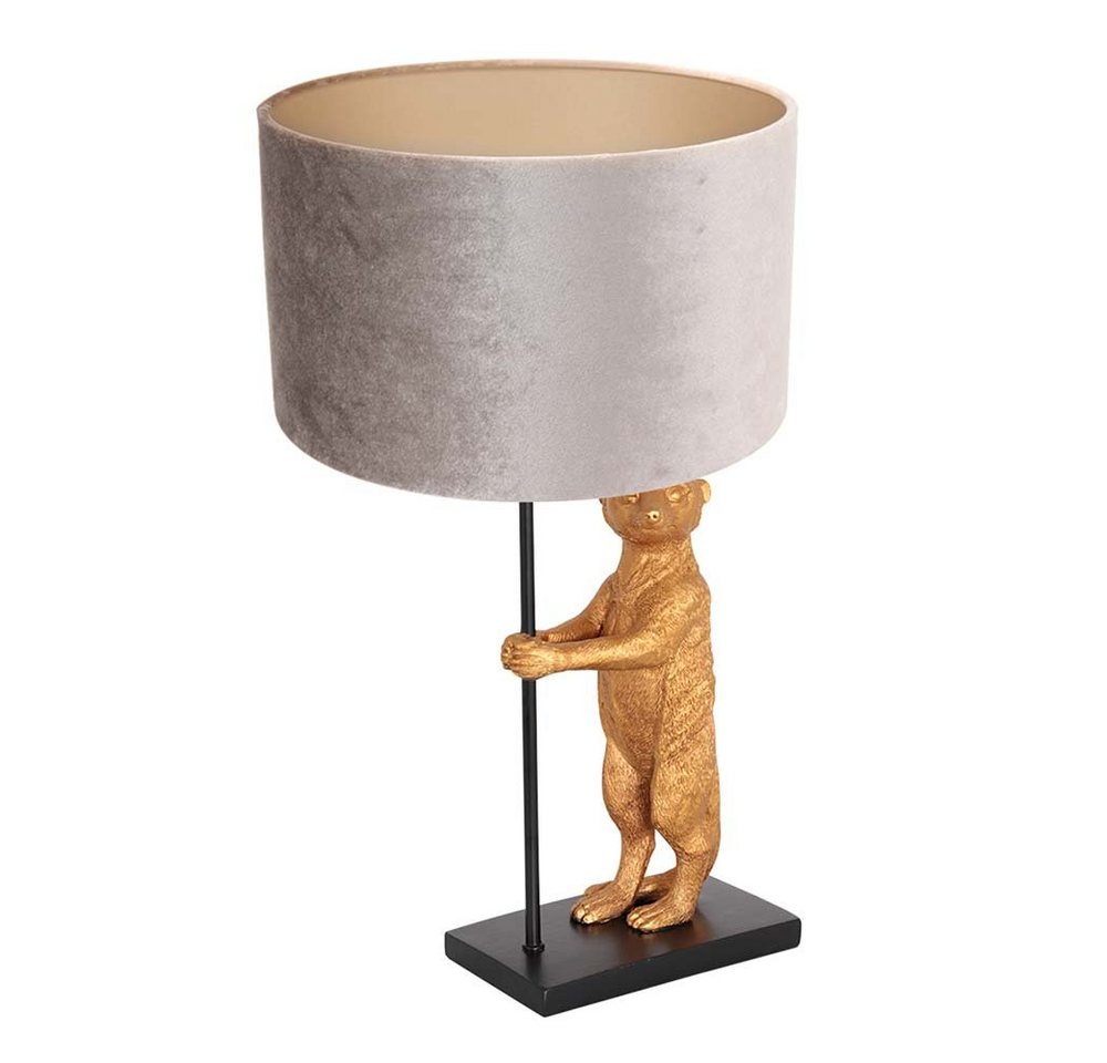 Steinhauer LIGHTING LED Tischleuchte, Tischleuchte Beistellleuchte Schirmlampe Erdmännchen gold Textil grau von Steinhauer LIGHTING
