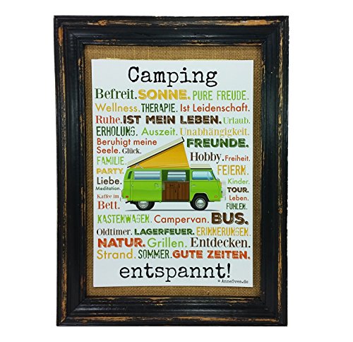 AnneSvea Camping entspannt. Druck Poster A4 Bus Camper Caravan Geschenk Typo Deko Womo von AnneSvea