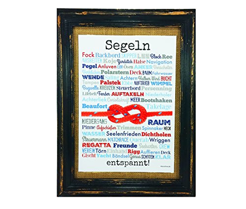 AnneSvea Segeln entspannt! Druck Poster A4 Geschenk Typo Deko maritim Yacht Jolle Regatta Preis Segelclub Sailing Segel Zubehör von AnneSvea