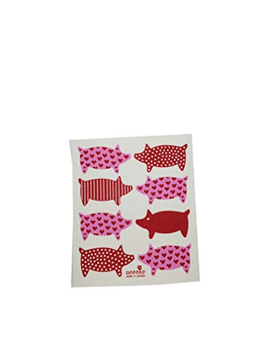 Anneko Design Swedish Dishcloth - Schwedische Spültuch - Schwamm - biologisch abbaubar - Öko - Langlebig, Waschbar - (Pink Pigs) von Anneko Design