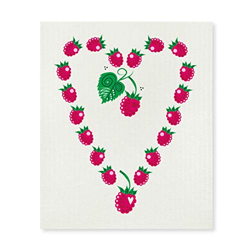 Anneko Design Swedish Dishcloth - Schwedische Spültuch - Schwamm - biologisch abbaubar - Öko - Langlebig, Waschbar - (Raspberry Heart) von Anneko Design