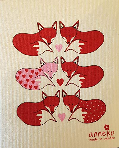 Anneko Design Swedish Dishcloth - Schwedische Spültuch - Schwamm - biologisch abbaubar - Öko - Langlebig, Waschbar - (Red Fox) von Anneko Design