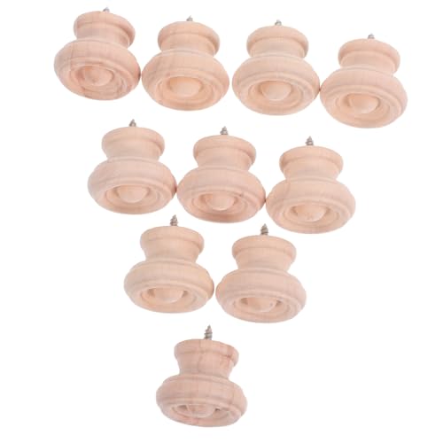 Anneome 10 Stück Runde Holzschubladenknöpfe Massive Massivholz Möbelgriffe Ergonomisch Geformt für Schränke Kommoden Kleiderschränke Natürliche Maserung Einzelnes Befestigungsloch von Anneome
