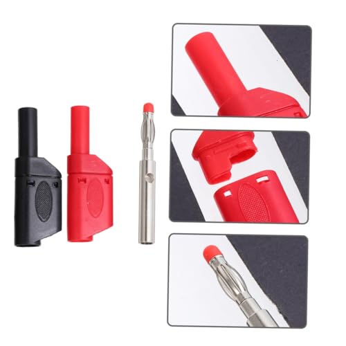Anneome 10 Stück Teiliges Bananenstecker Vollkupfer Silberbeschichtet Isolierte Multimeter Messleitungen Enden Flexibel Frost und Hitzebeständig Für Sichere Testkabeladapter Rot Schwarz von Anneome
