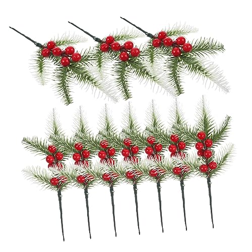 Anneome 10 Stück Teiliges Künstliche Weihnachtsbeerenzweige Weißes Laub Lebensechte Dekozweige für Weihnachtsbaum DIY Basteln Fotorequisiten Festliche Blumengestecke und Kränze von Anneome