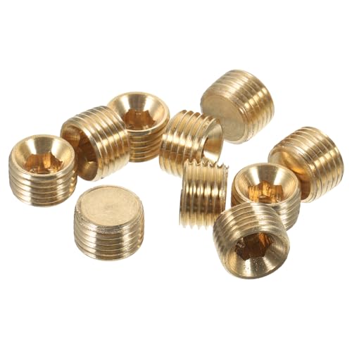 Anneome 10 Stück Teiliges Messing endkappen Außensechskant Blindstopfen mit Außengewinde Langlebige Kupferrohrverschlussstücke Einfache Montage Druckluftanschluss Geeignet Rohrendkappen von Anneome