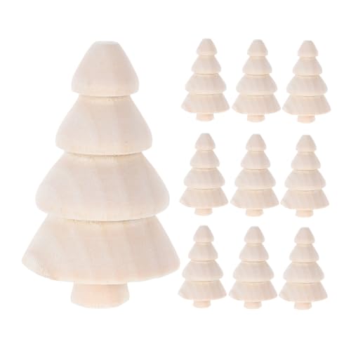 Anneome 10 Stück Teiliges Mini-holz-weihnachtsbäume Unbemalte Diy-holzfiguren Kompakt und Leicht für Weihnachtsdeko Bastelbedarf und Partyornamente Handliche von Anneome