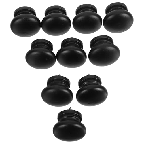 Anneome 10 Stück Teiliges Runde Holzschubladenknöpfe aus Massivholz Selbstbohrende Einzellochgriffe Möbelgriffe für Küchen- Kleiderschrank Kommodentüren Minimalistisches Design in Schwarz von Anneome