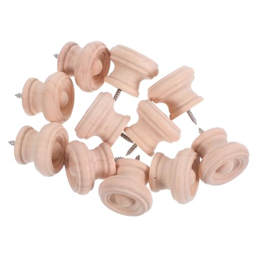 Anneome 10 Stück Teiliges Runde Massivholz Schrankknöpfe mit Selbstschneidender Schraube Ergonomische Holzgriffe für Kleiderschränke Kommoden Langlebig Leicht zu Montieren Natürlicher von Anneome