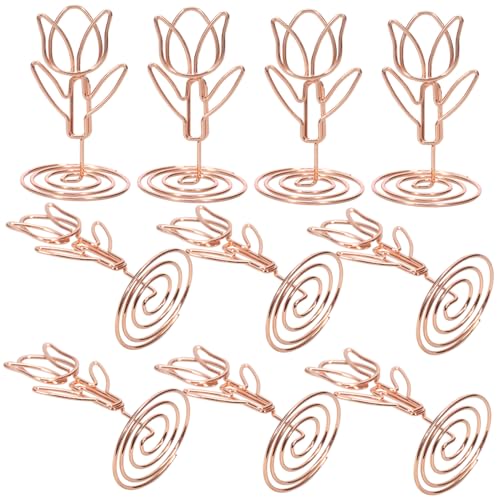 Anneome 10 Stück Teiliges Tulpen Form Tischkartenhalter in Roségold Stabile Memo Clips für Tischnummern Fotos und Karten Vielseitig für Hochzeit Geburtstag Büro und Dekoration von Anneome