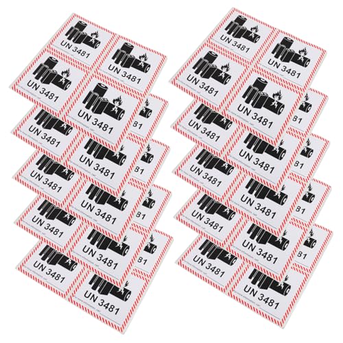 Anneome 100 Stück Lithiumbatterie Sicherheitsetiketten Selbstklebende Warnaufkleber für Transport und Robust Caution Labels für Lithium Ionen Batterien Sicherheitshinweise für Versand und von Anneome