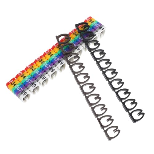 Anneome 100Stücke Kabelmarkierer Bunte Clip Drahtnummern für Kabelidentifikation Digitale Kabelkennzeichnung Langlebige Einfach zu Installierende von Anneome