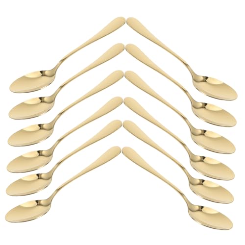 Anneome 12 Stück Goldene Löffelset Teilig Elegantes Design mit Goldener Spiegelfinish für Desserts Kaffee Tee und Besondere Anlässe Spülmaschinenfest von Anneome
