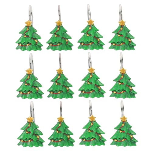 Anneome 12 Stück Teiliges Resin Duschvorhanghaken Weihnachtsbaum Design Rostbeständig Passend für Standardstangen Festliche Badezimmer Wohnraumdekoration für Feiertagsstimmung Anneome 12 Stück Teiliges Resin Duschvorhanghaken Weihnachtsbaum Design Rostbeständig Passend für Standardstangen Festliche Badezimmer Wohnraumdekoration für Feiertagsstimmung von Anneome