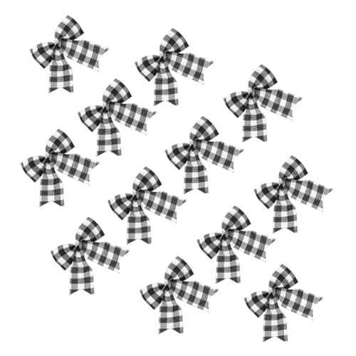 Anneome 12 Stück Teiliges Weihnachtsdeko Schwarze Weiß Kariert Schleifen Wiederverwendbare Bowknot Dekoration für Weihnachtsbaum Geschenkverpackung Fenster und Festtagsdeko von Anneome