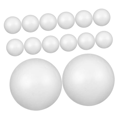 Anneome 14 Stück Teiliges Weiße Polystyrol-Kugeln Stabile Schaumstoffbälle für DIY Bastelarbeiten Kunstprojekte Schulbedarf und Weihnachtsdekoration mit Glatter Oberfläche von Anneome