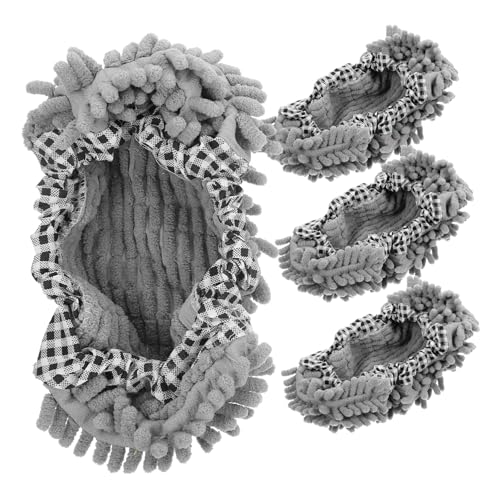 Anneome 2 Paare Mop Slippers Hausreinigung Wischmopp Socken Wiederverwendbar Mikrofaser Bodenreinigung Hausschuhe Bequem Praktisch für Holz Fliesen Vinylböden Geeignet von Anneome