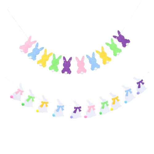 Anneome 2 Stück Easter Bunny Hängende Dekoration Teiliges Filz Wetterfeste Wimpelkette Vintage Party Banner für Innen und Außen Österliche Frühlingsdeko mit Süßem Hasenmotiv Anneome 2 Stück Easter Bunny Hängende Dekoration Teiliges Filz Wetterfeste Wimpelkette Vintage Party Banner für Innen und Außen Österliche Frühlingsdeko mit Süßem Hasenmotiv von Anneome