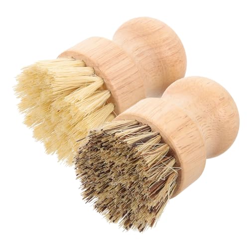 Anneome 2 Stück Praktische Küchenbürste aus Nachhaltigem Holz mit Palmfaserigen Borsten Kratzfrei und Geruchlos für Töpfe Pfannen und Hartnäckige Verschmutzungen im Haushalt von Anneome