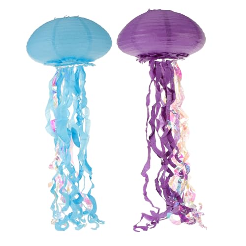 Anneome 2 Stück Quallen Papierlaternen Hängend Meeresthema Dekoration Kindergeburtstag Strand Party Ocean Deko Papiermaterial Einfach Aufzuhängen von Anneome
