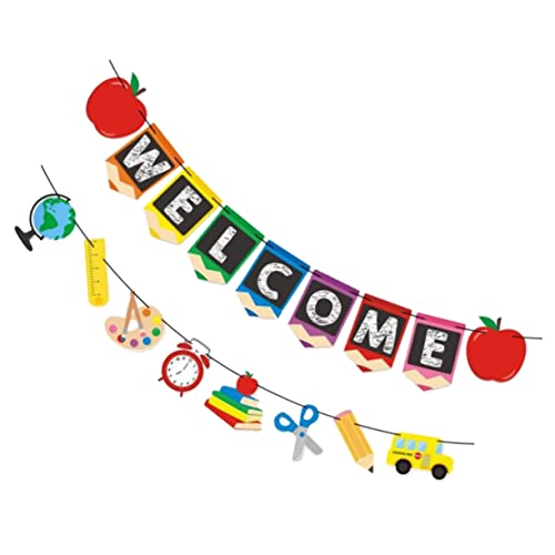 Anneome 2 Stück Schulanfang Banner Teiliges mit Welcome Flags und Wandhänger für Klassenzimmer Dekoration Back To School Saison Party Zubehör Fotohintergrund für Einschulungsfeier und Anneome 2 Stück Schulanfang Banner Teiliges mit Welcome Flags und Wandhänger für Klassenzimmer Dekoration Back To School Saison Party Zubehör Fotohintergrund für Einschulungsfeier und von Anneome