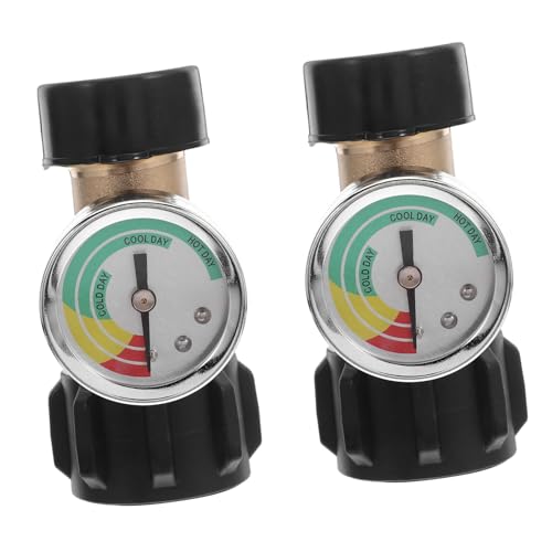Anneome 2 Stück Teiliges Messing Gasflaschen-adapter mit Manometer Anschluss zu Umwandler Sicherer Gasdruckmesser Auslaufsicherer Tankanzeiger für Camping Grill Heizgeräte Wetterfest und von Anneome