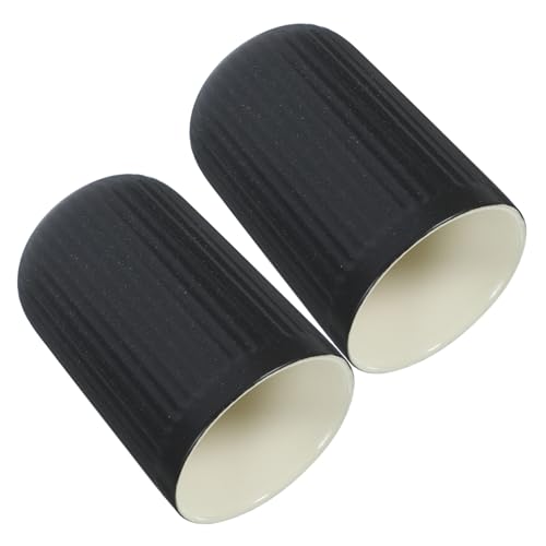 Anneome 2 Stück Teiliges Retro Keramik Zahnputzbecher mit Vertikalen Linien Wiederverwendbarer Mundspülbecher für Badezimmer Stabiler und Leichter Becherhalter für Zuhause und Reisen von Anneome