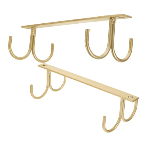 Anneome 2 Stück Teiliges Tassenhalter aus Stabilem unter Regale Hängender Becher Organizer mit Haken Platzsparender Küchen und Büro Organizer Minimalistisches Design Goldfarben von Anneome