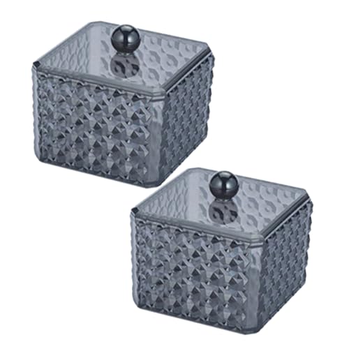 Anneome 2 Stück Wattepad Wattestäbchenbehälter mit Transparentem Deckel Diamantstrukturierte Oberfläche Eleganter Wasserfester Organizer für Badezimmer und Schminktisch von Anneome