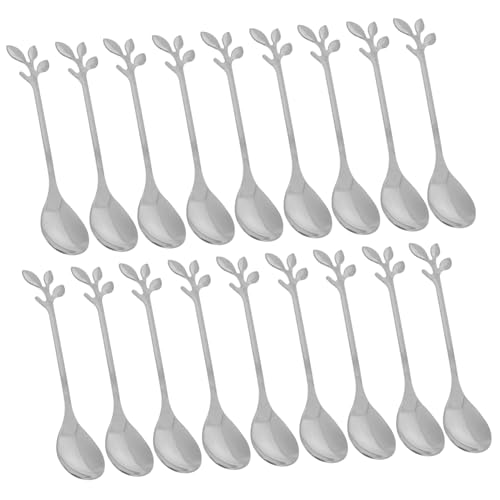 Anneome 20 Stück Teiliges Set Kaffeelöffel mit Blattdesign Multifunktionale Teelöffel für Desserts Kaffee und Appetizer Elegantes Besteck für Täglichen Gebrauch von Anneome
