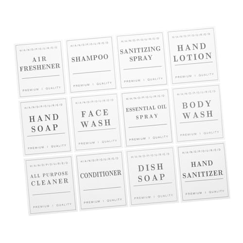 Anneome 24 Blatt Wasserdichte PVC Aufkleber Badezimmer Seifenflaschen Etiketten Selbstklebend Wiederablösbar Organisieren Handseife Spender Sticker Haushaltsbeschriftung von Anneome