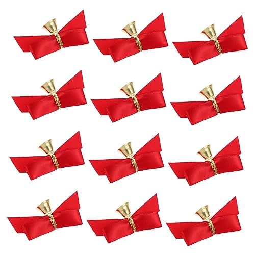 Anneome 24 Stück Teiliges Weihnachtsbaum Schleifen Rot mit Glocke Handgefertigte Festliche Christbaumschmuck Deko für Kränze Geschenke Fenster und Türen Langlebig von Anneome